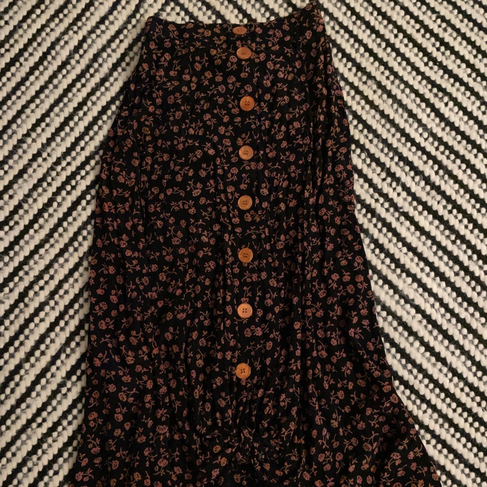 The Limited Floral Button Up Skirt